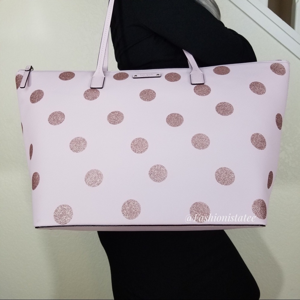 NWT KATE SPADE HANI HAVEN LANE POLKA DOT LARGE BAG - Picture 1 of 8
